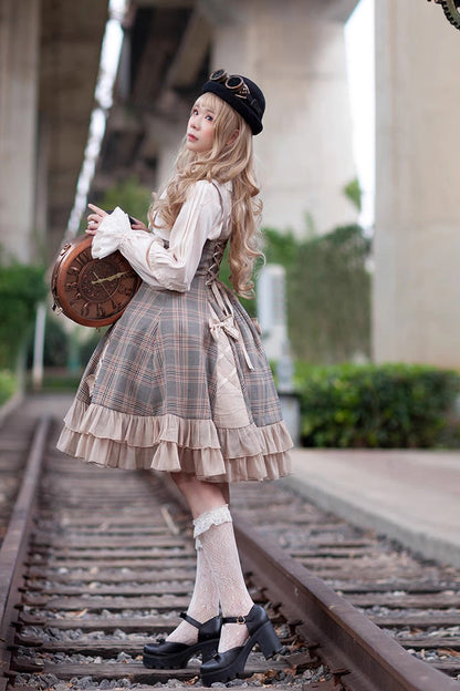 Slim Bowknot Sleeveless Ruffle Classic Lolita Dress with Elegant Backlight