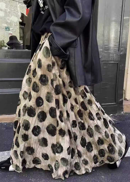 Loose Skirt Pockets Cotton Apricot Summer Dot