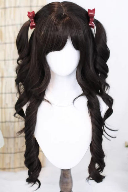 Casual Sweet Lolita Long Wig with Curls and Wispy Bangs in Three Tones - CosplayCharm