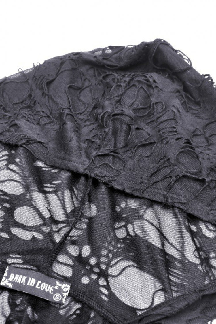 Ebony Long-Sleeve Ripped Zip Punk Long Hooded Coat