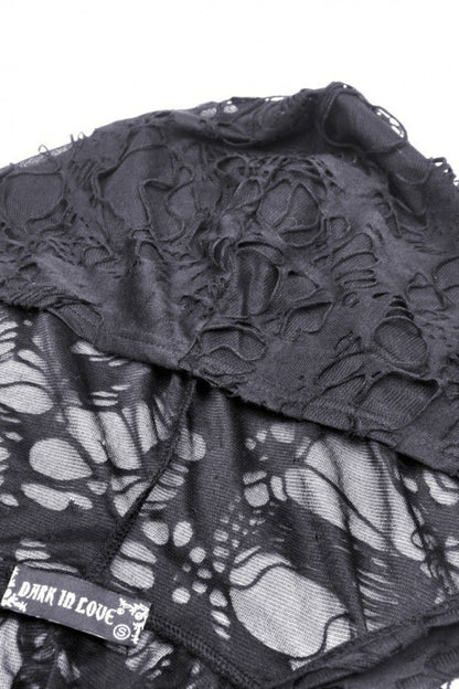 Ebony Long-Sleeve Ripped Zip Punk Long Hooded Coat