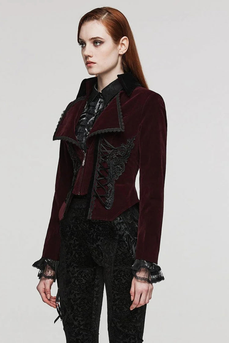 Slim Notch-Lapel Long-Sleeve Tuxedo Jacket for Women in Two Hues - GothicEdge