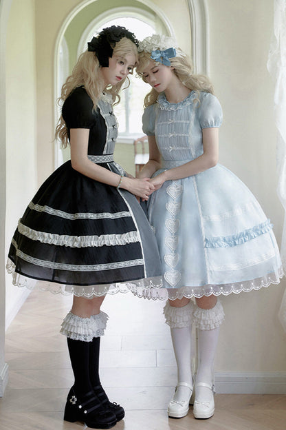 Princess-Style JSK Dress with Bowknot Cardigan and Short Sleeves in Two Colors - RoyalSweet