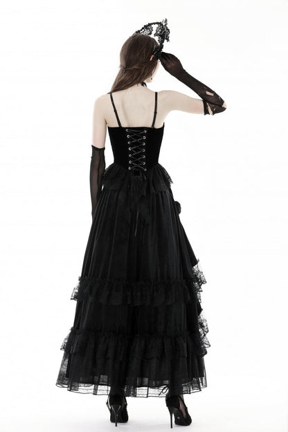 No-Sleeve Floral Velvet Gothic Corset Top