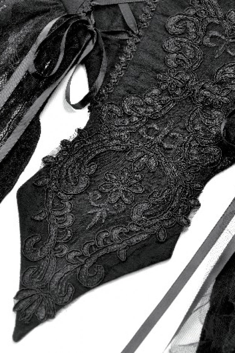 No-Sleeve Floral Lace-Up Gothic Slip Wedding Gown