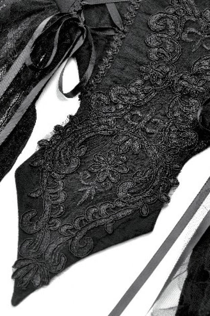 No-Sleeve Floral Lace-Up Gothic Slip Wedding Gown