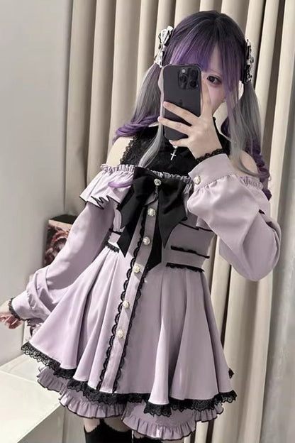 Japanese Strapless Jirai Kei Dress Set - Ruffle Lace