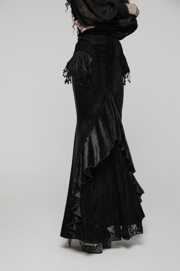 Cut-Out Lace Slim Fishtail Skirt for Women - Palace Cosplay