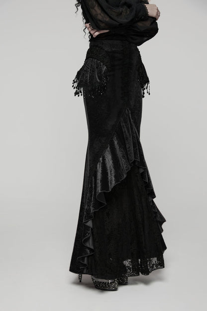 Cut-Out Lace Slim Fishtail Skirt for Women - Palace Cosplay