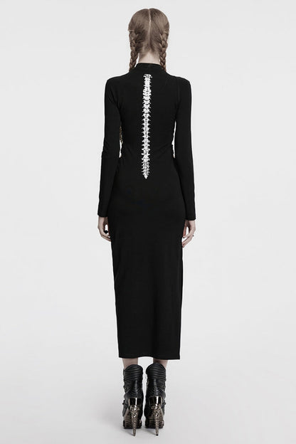 Cutout Skeleton Dress for Women - Gothic Hollow Design