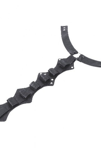 Punk PU Necktie in Black with Irregular Design