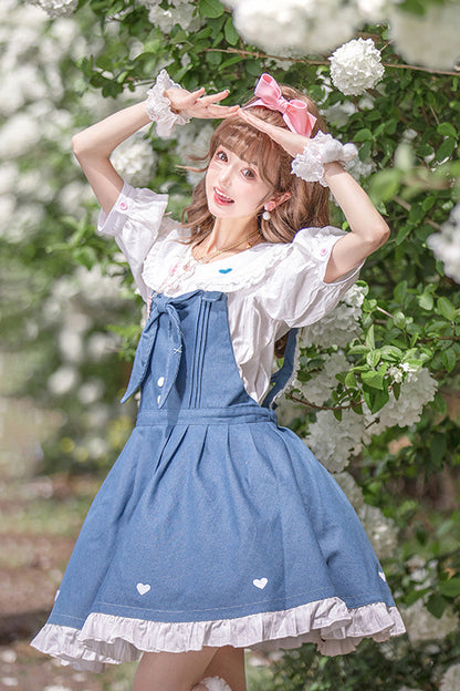 Azure Cowboys Are Busy Ruffle Bow Sweet Lolita Strap Gown
