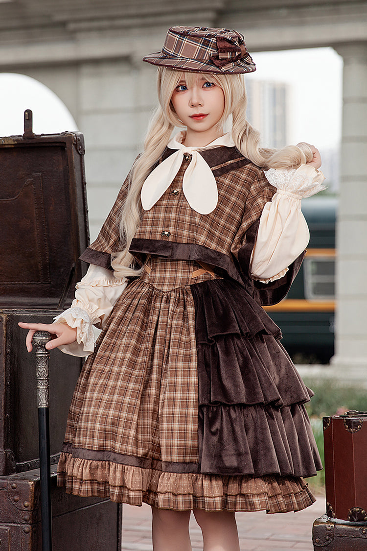 Morning Tune High Waist Asymmetric Ruffle Print Lolita Strap Dress