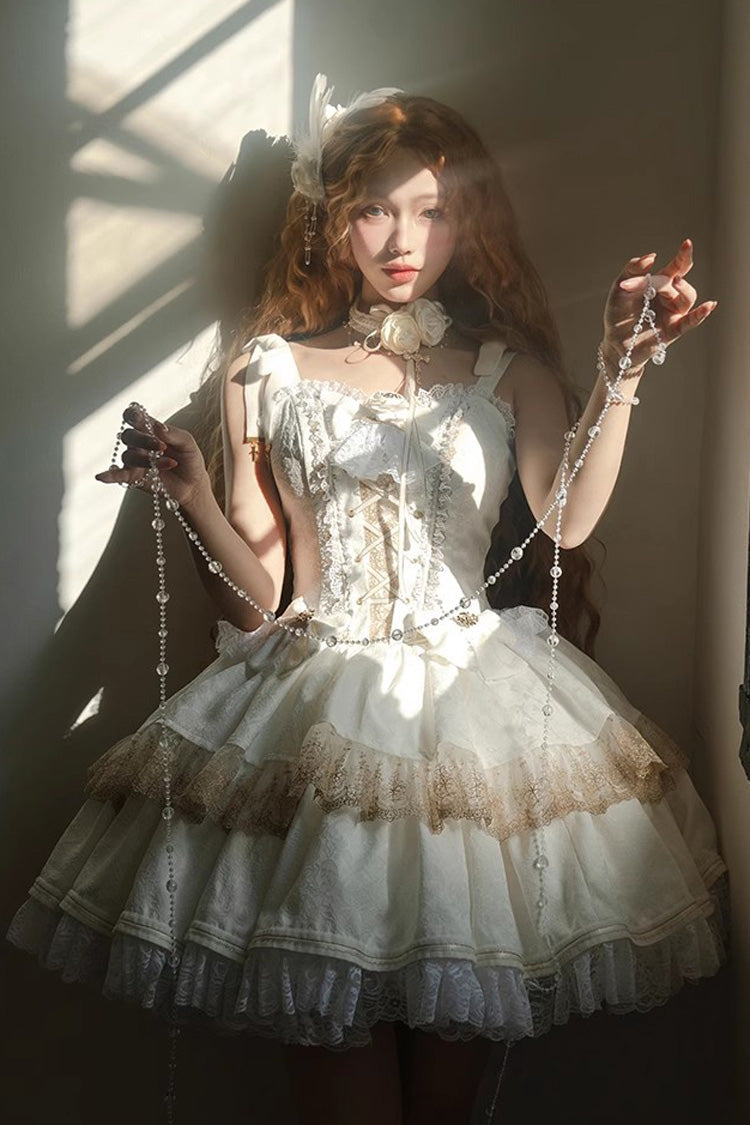 Ivory Layered Lace Gothic Ballerina JSK Gown