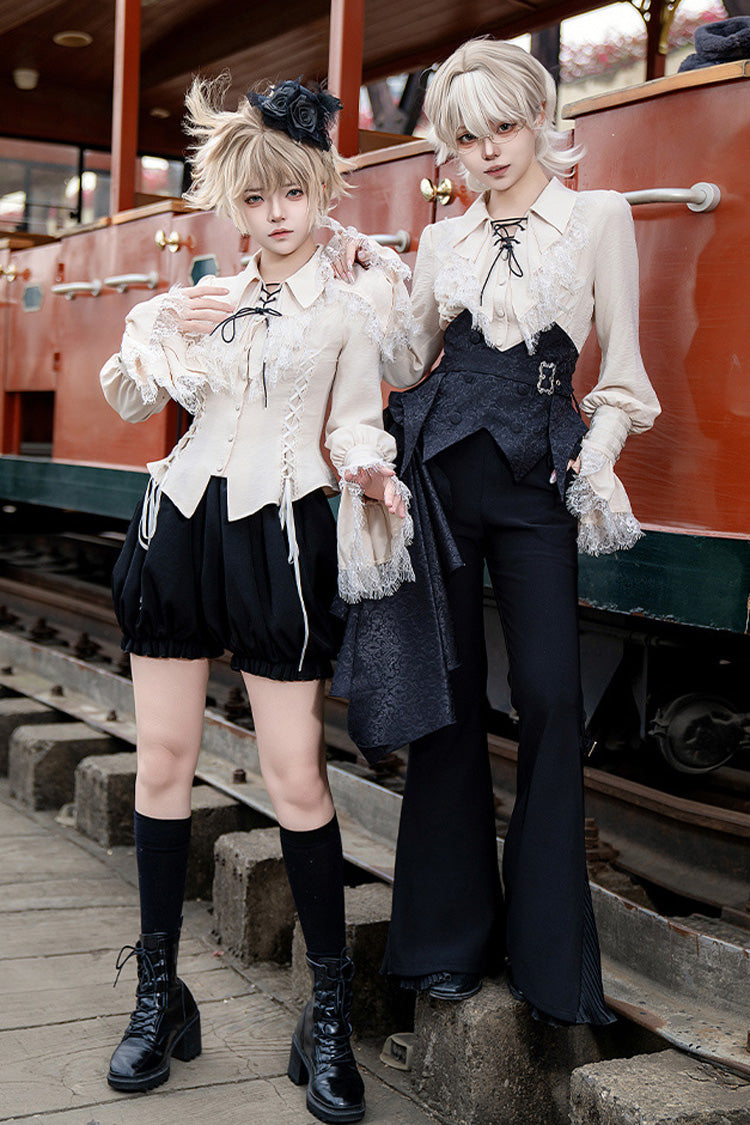 Ebony Long-Sleeve Pirate Style Gothic Shorts - Gold Hunter