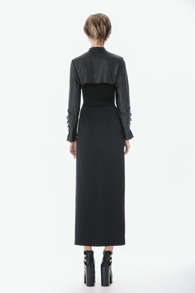 PU Leather Zippered Shrug with Buckled Straps