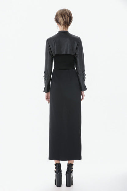 PU Leather Zippered Shrug with Buckled Straps