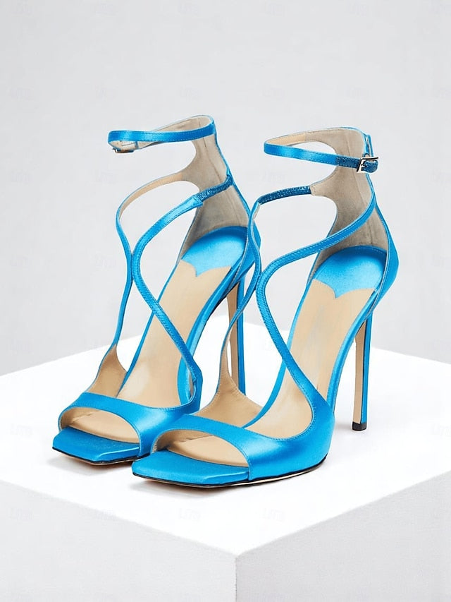 Satin Elegant Heels Crisscross - Stiletto Lavender Women's