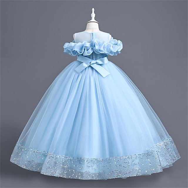 Girl Flower Color Party Solid 3D Dress Girls'