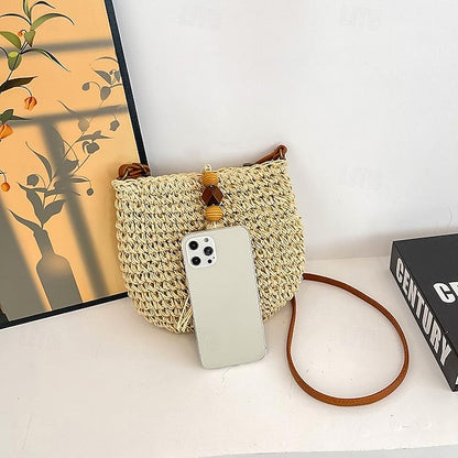 Tassel Women's Bag Woven Boho Handbag – Straw Crossbody