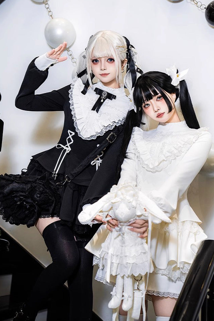Sweet Handsome Lolita Dress - Lace-Up Ruffled Sleeves