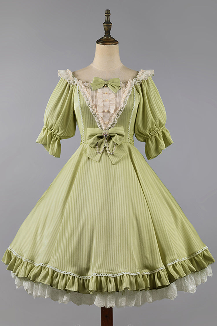 Midsummer Galaxy Solid Short Sleeve Ruffled Bow Lolita OP Dress