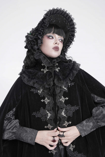 Gothic Royal Velvet Neckwear with Black Jacquard Embroidered Lace Detail