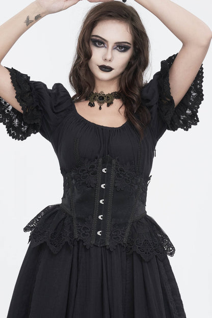 Patchwork Lace-Up Mesh Eyelet Embroidered Royal Underbust Corset
