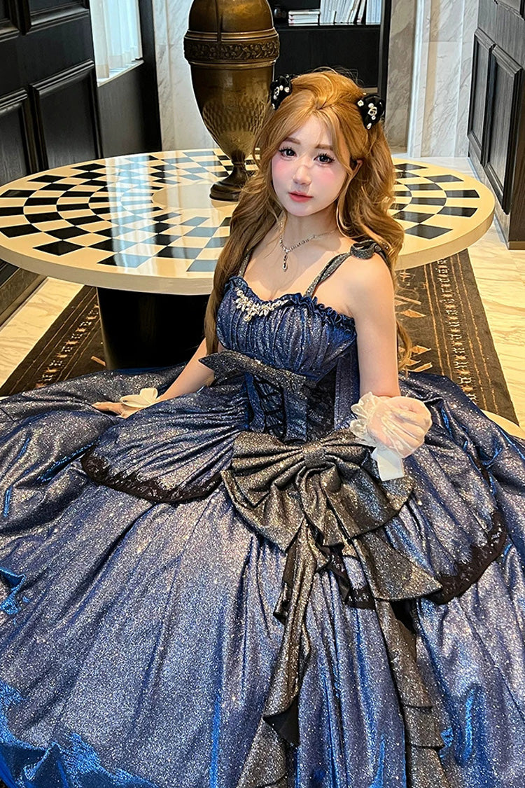 Galaxy of Fallen Tears Glitter Ruffle Asymmetric Sweet JSK
