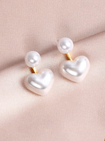 Heart-Shaped Earrings Pearl – Romantic Minimalist Elegant Drop