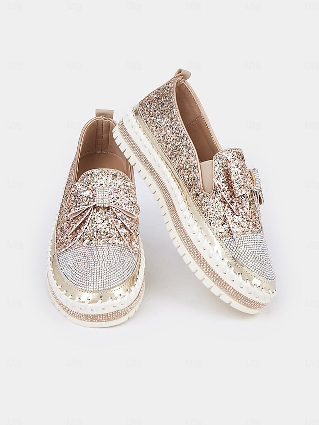 Loafers Rhinestone Slip-On for Women Sparkling – Glittery