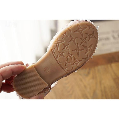 Shoes with Crystal Girl and Flower Bow Sparkly Satin Girls'