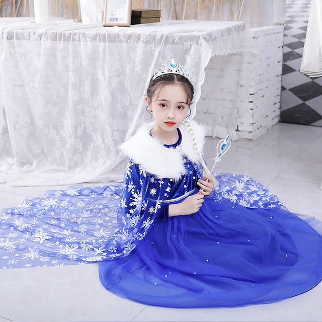 Dress Girl Flower Princess Party Frozen Theme Fairytale Elsa