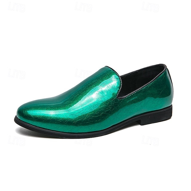 Gold Fashionable – Loafers Metallic Slip-On Men's Shiny