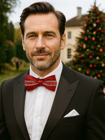 Men's – Christmas Tie Bow Red
