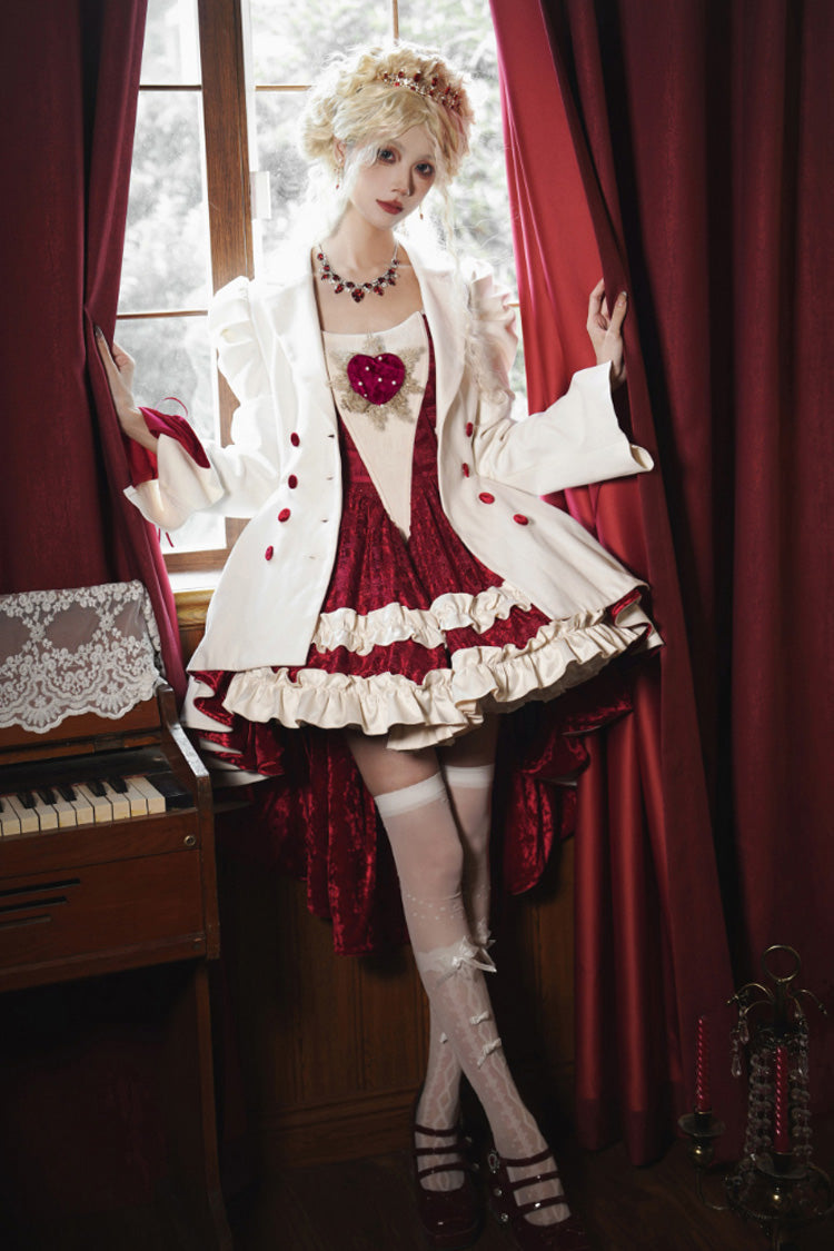 Ivory Asymmetric Double-Breasted Gothic Tailcoat