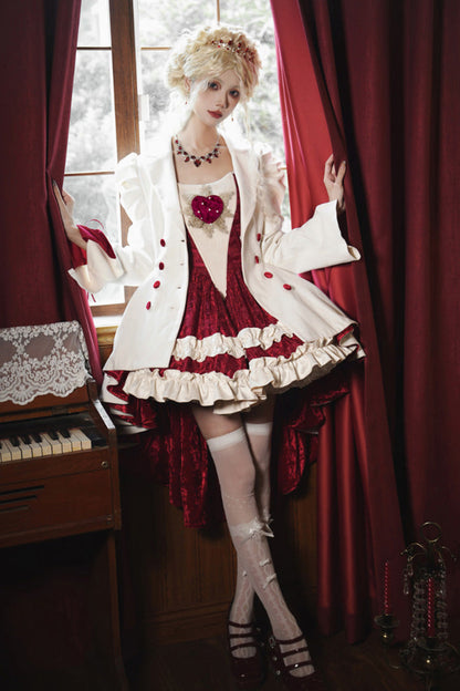 Ivory Asymmetric Double-Breasted Gothic Tailcoat