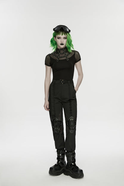Punk T-Shirt with Rivets and Eyelets for Women