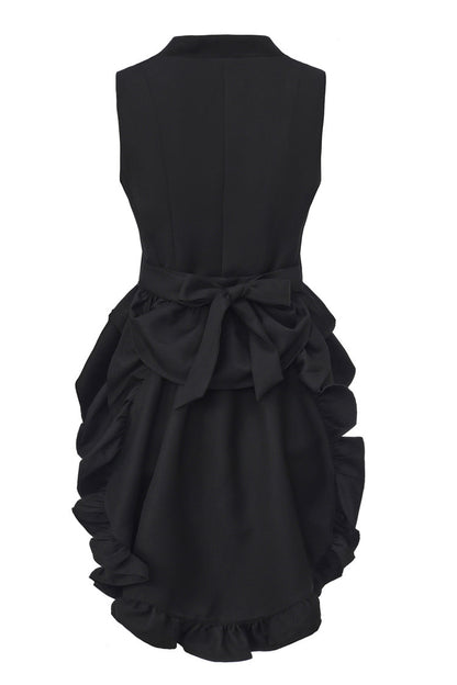Ebony Sleeveless Ruffled Victorian Prince Coat - Immortal Silent Agent