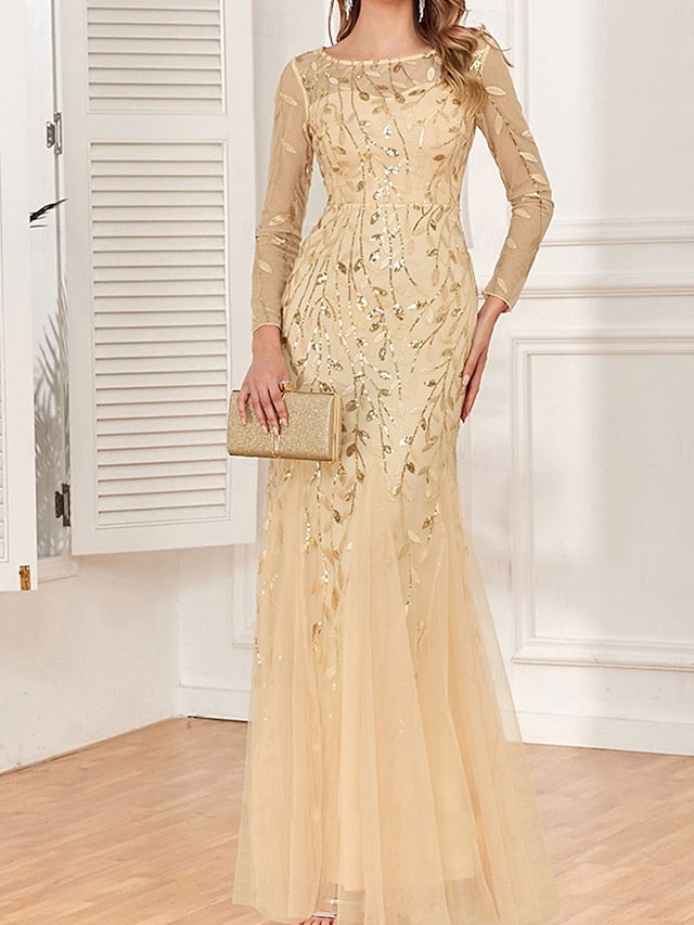 Dress Party Mother the Neck Floor Crew Bride of Elegant