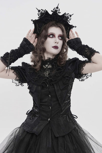 Lace-Up Pleated Gothic Palace Blouse for Women