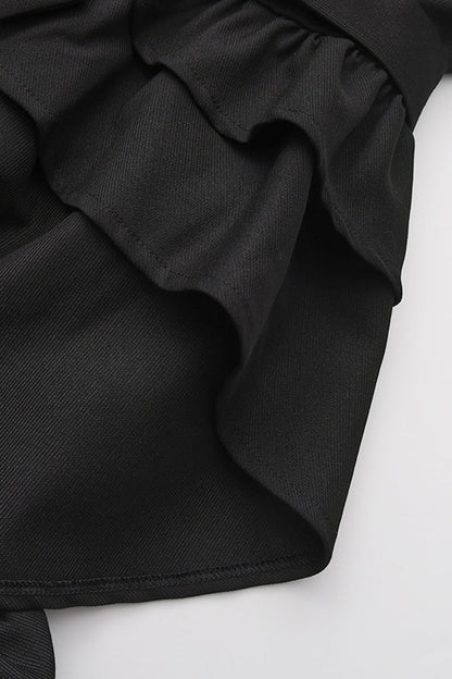 Ebony Sleeveless Ruffled Victorian Prince Coat - Immortal Silent Agent