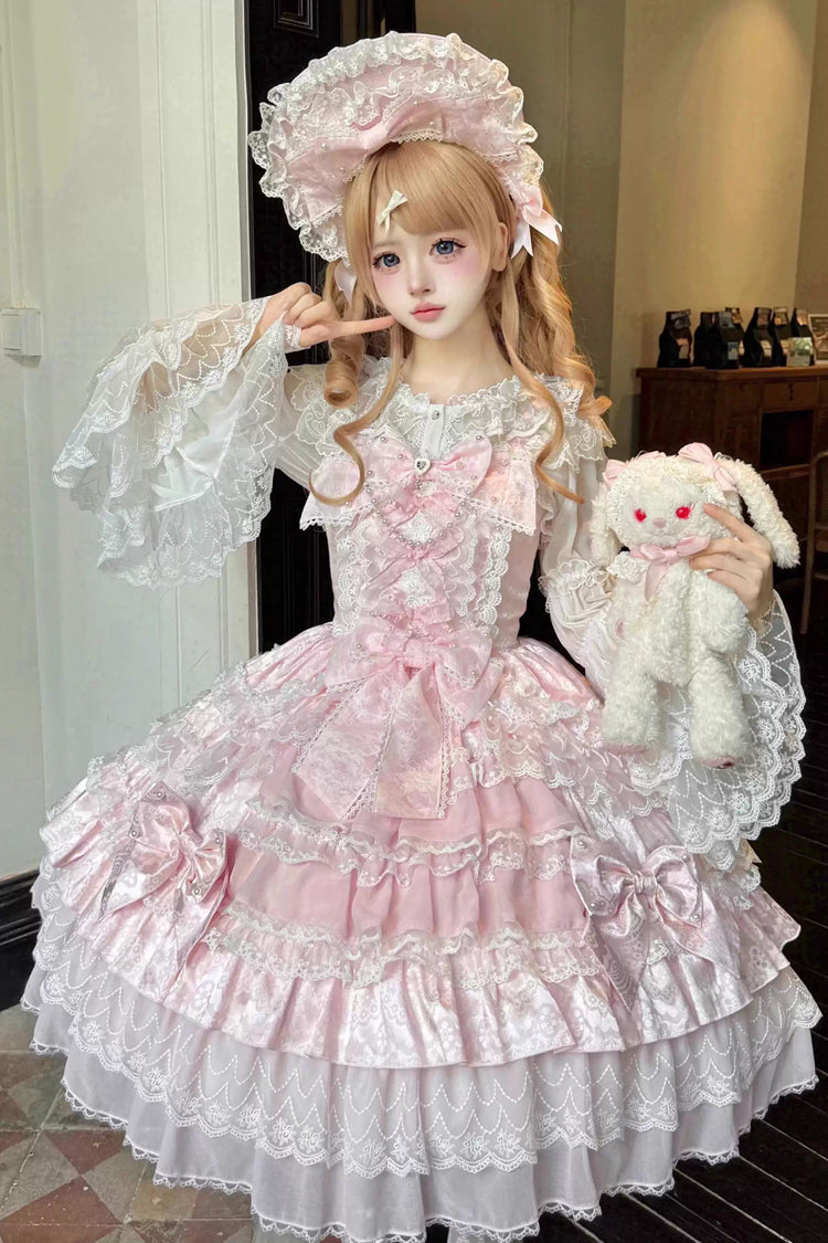 Blush Doll-Style Sleeveless Ruffled Lace Daily Dress