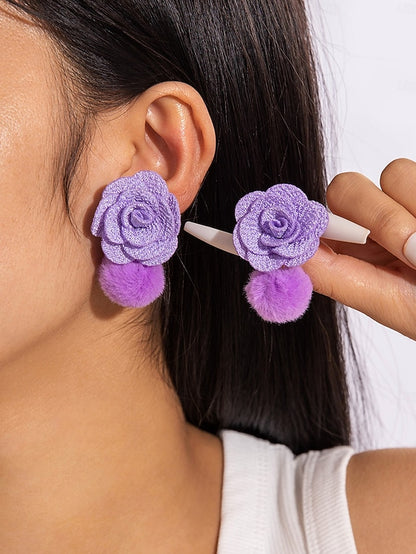 Statement - Flower Floral Oversized Women's Drop Earrings