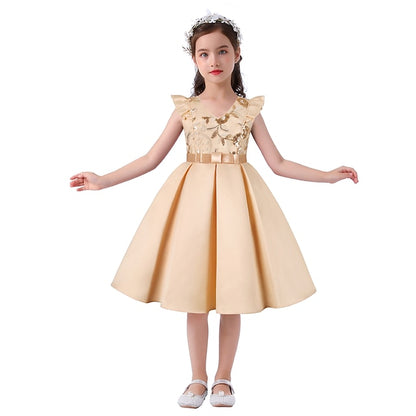 Color Kids Party Dress Sleeveless Solid Formal Girls'