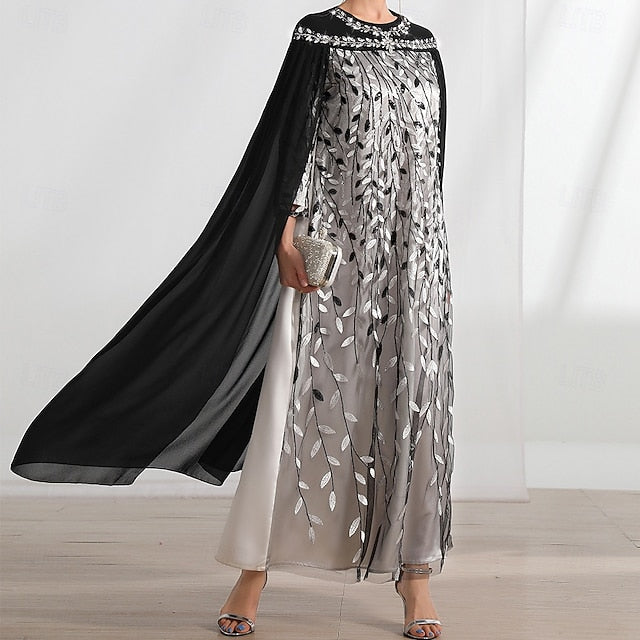 Bride Mother Neck Crew A-Line of Cape Elegant the Dress