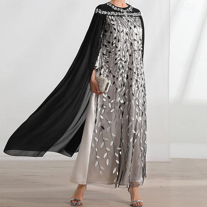 Bride Mother Neck Crew A-Line of Cape Elegant the Dress