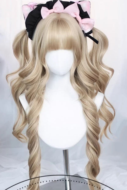 Casual Sweet Lolita Long Wig with Curls and Wispy Bangs in Three Tones - CosplayCharm