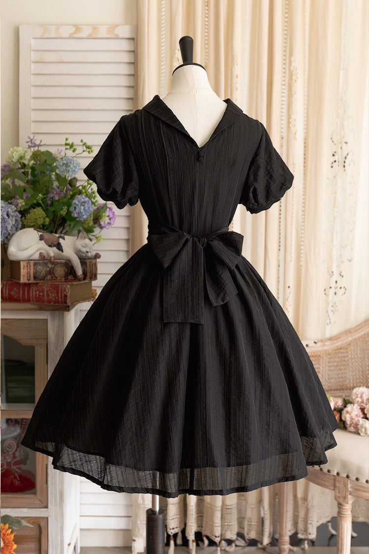 Ebony High-Collar Lantern-Sleeve Pastoral Vintage Gown - Forest Gallery