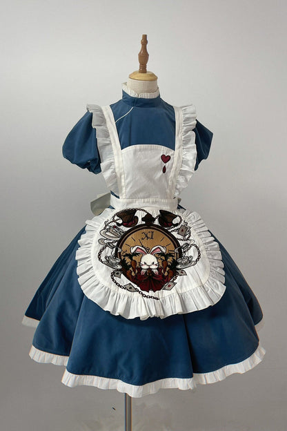Azure Dark Fairy Tale Alice Long Sleeve Ruffle Gothic Lolita Gown